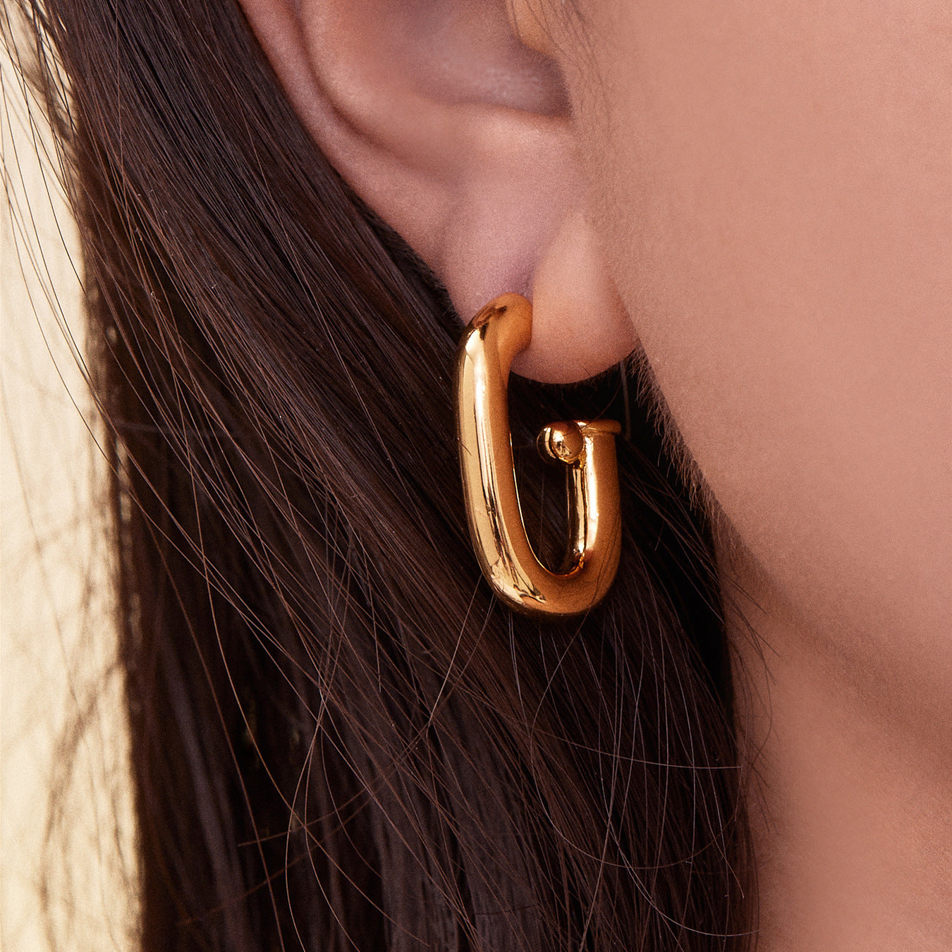 B廠【F763】法式U型橢圓耳環簡約冷淡風耳環銅材質鍍18k真金不掉色耳飾
 25.11-2