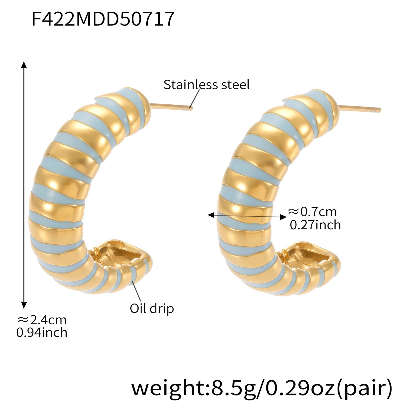 B廠【F419】不鏽鋼琺瑯幾何滴油耳環時尚百搭C型珍珠耳飾歐美個性項鍊 25.07-4