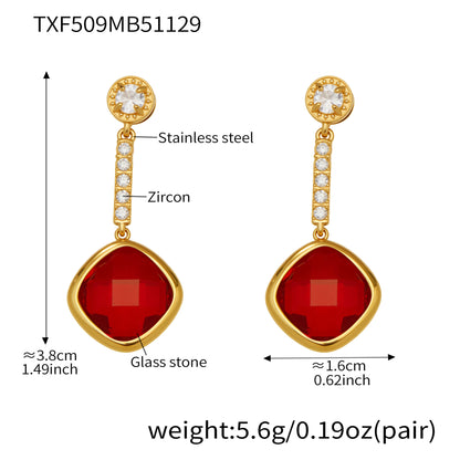 B廠【TXP509】不銹鋼四葉花鑲鋯石切面包邊石頭手鍊長款毛衣鏈項鍊耳環首飾套裝
 25.12-1