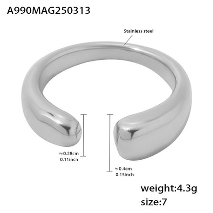 B廠【A990】簡約小眾設計開口戒指ins風尾戒不銹鋼PVD鍍18K真金食指戒 25.03-3