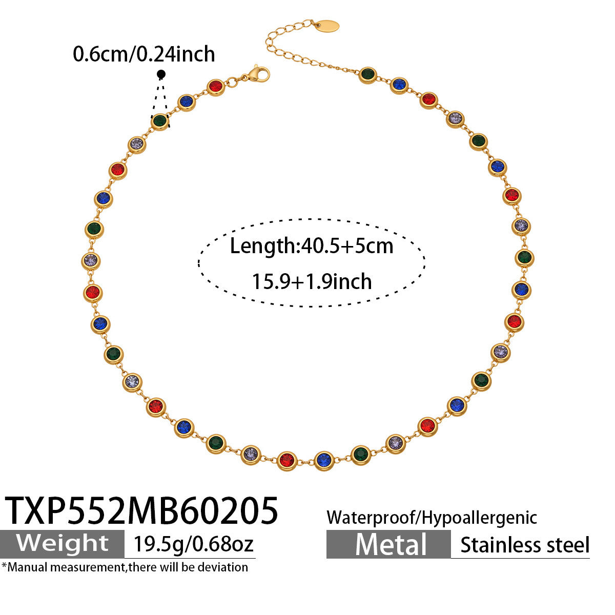 B廠【TXP552】chic奢華5A圓鋯拼接不鏽鋼手鍊項鍊精緻時尚氣質彩鑽流蘇耳環套裝
 26.03-2
