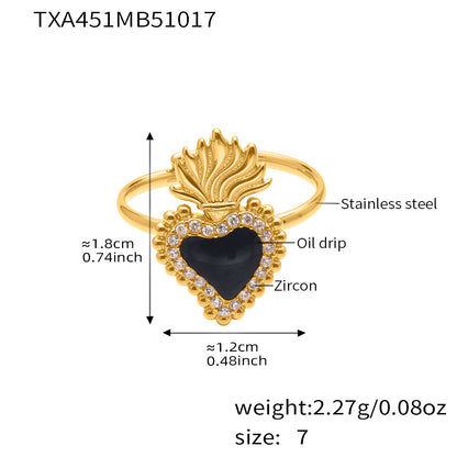 B廠【TXP450】5A鋯石皇冠愛心滿鑽開口戒指項鍊耳環組不銹鋼鍍18k真金
 25.10-4