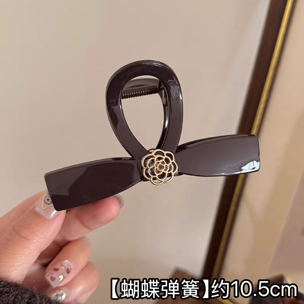C廠【X45】復古氣質花朵蝴蝶結髮夾女後腦勺盤髮抓夾2026新款鯊魚夾髮卡髮飾
 26.03-4「C廠-單筆結帳需滿，NT$500出貨(不含運費)」