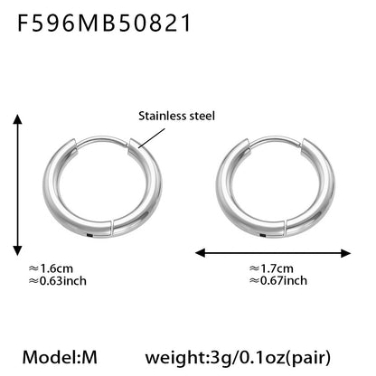 B廠【F596】ins小眾設計感不銹鋼幾何素圈耳環百搭時尚耳環鍍18k金 25.08-5