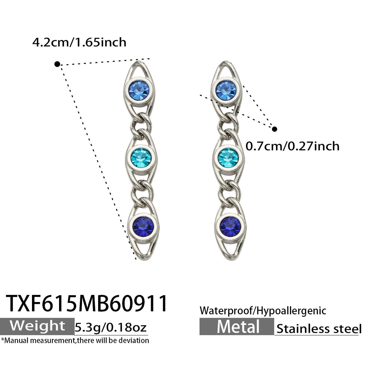 B廠【TXP615】歐美流行多巴胺高級感彩色鋯石不銹鋼手鍊項鍊不掉色時尚女鎖骨鏈
 26.09-3