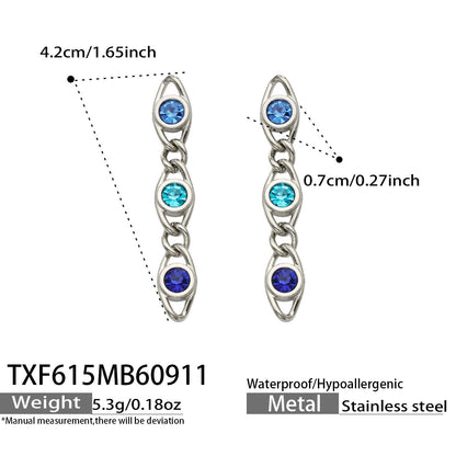 B廠【TXP615】歐美流行多巴胺高級感彩色鋯石不銹鋼手鍊項鍊不掉色時尚女鎖骨鏈
 26.09-3