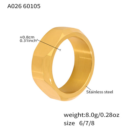 B廠【A026】歐美跨境不鏽鋼鍍18k真金小眾螺帽型設計感環簡約時尚百搭指環
 26.01-1
