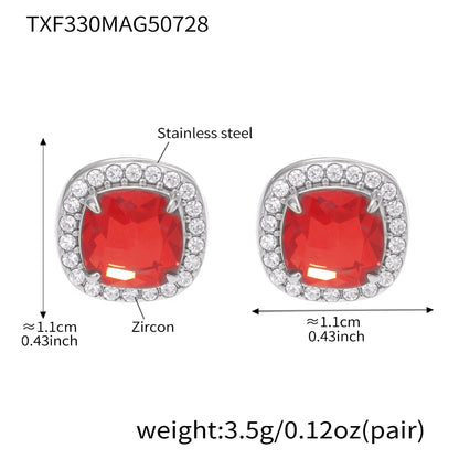 B廠【TXP330】新中式配件不鏽鋼5A鋯石項鍊耳環組ins小眾設計開口戒指 25.08-1