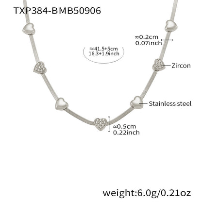 B廠【TXP499】不銹鋼蝴蝶結愛心鋯石滿鑽吊墜刀片鍊手鍊項鍊首飾組鍍18k真金
 25.11-4