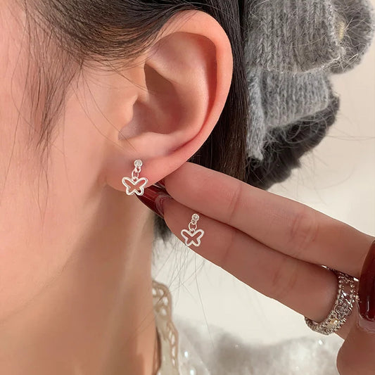 E廠【XDQ10620E】S925純銀精緻小眾鋯石蝴蝶耳環女高級感氣質流蘇百搭耳飾
 26.03-4