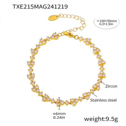 B廠【TXP215】彩色多巴胺手工鑲嵌鋯石鎖骨項鍊精美手鍊不銹鋼鍍真金套裝 25.01-2