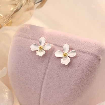 D廠【YC2569E】S999足銀清新梔子花耳環女氣質優雅輕奢高級感耳飾 25.01-1