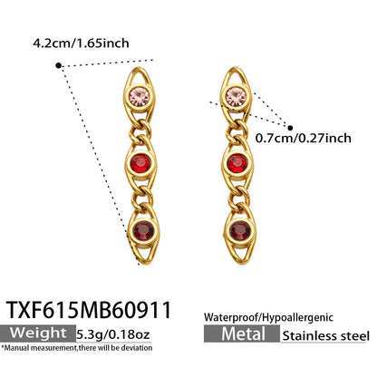 B廠【TXP615】歐美流行多巴胺高級感彩色鋯石不銹鋼手鍊項鍊不掉色時尚女鎖骨鏈
 26.09-3
