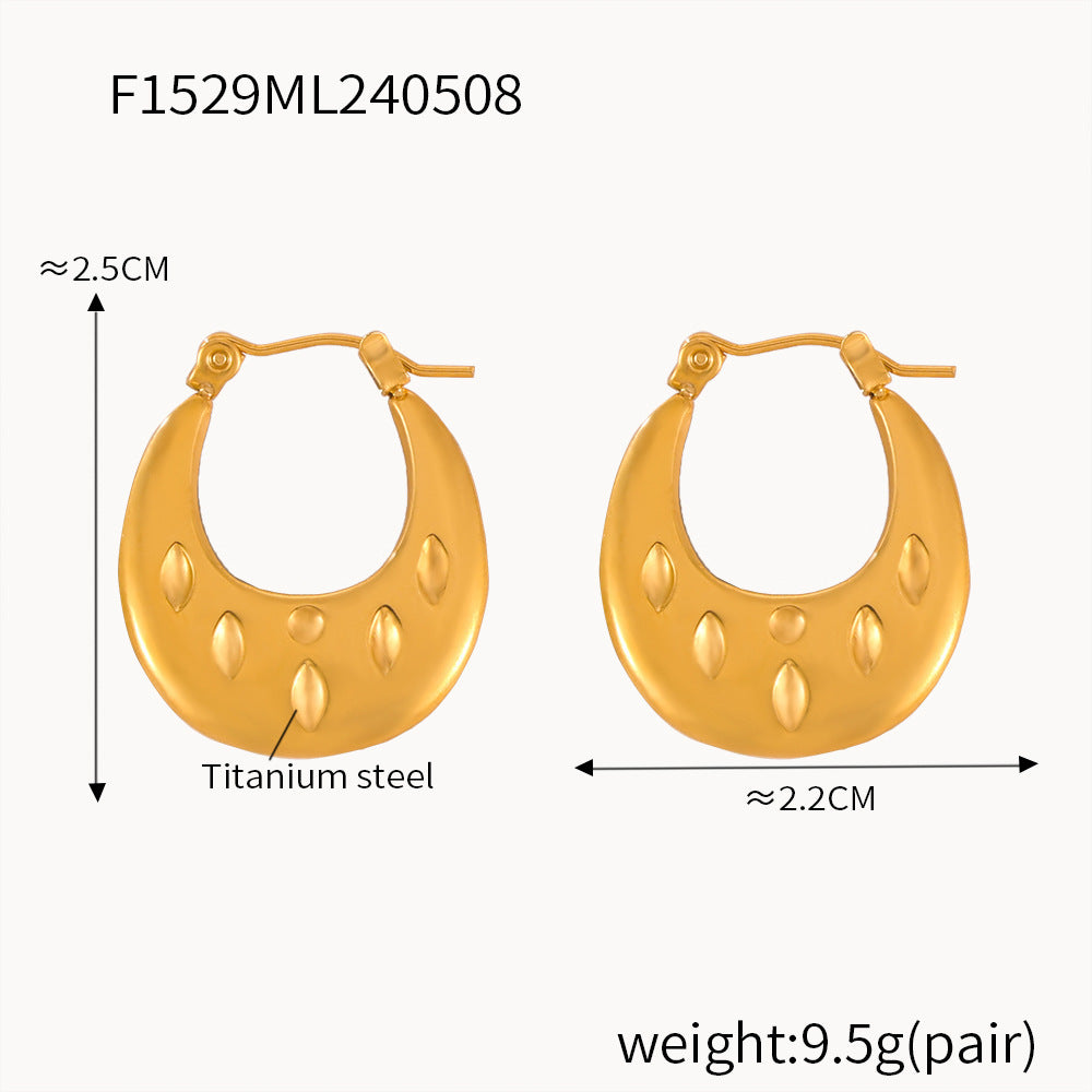 B廠【F1529-30】法式跨境復古C型麻花牛角包網紅同款耳飾時尚設計感鈦鋼氣質耳飾 24.05-3