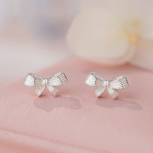 E廠【YC3233E】足銀S999清新蝴蝶結耳環女田園風輕奢可愛甜美女生百搭耳飾
 25.11-1