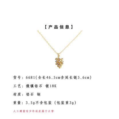 A廠【6681】厚鍍18K真金保色紫葡萄鋯石項鍊 氣質新款時尚高級感輕奢風鎖骨鏈
 25.09-1