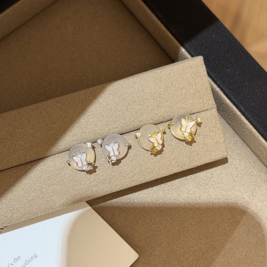 E廠【XDQ10126E】S925純銀白玉髓耳環女高級感蝴蝶滴膠小眾精緻感耳飾
 26.04-4