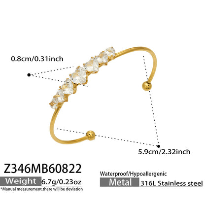 B廠【Z346】歐美新款愛心鋯石不銹鋼鍍金手鐲子高級感時尚百搭輕奢女手鐲
 26.08-4