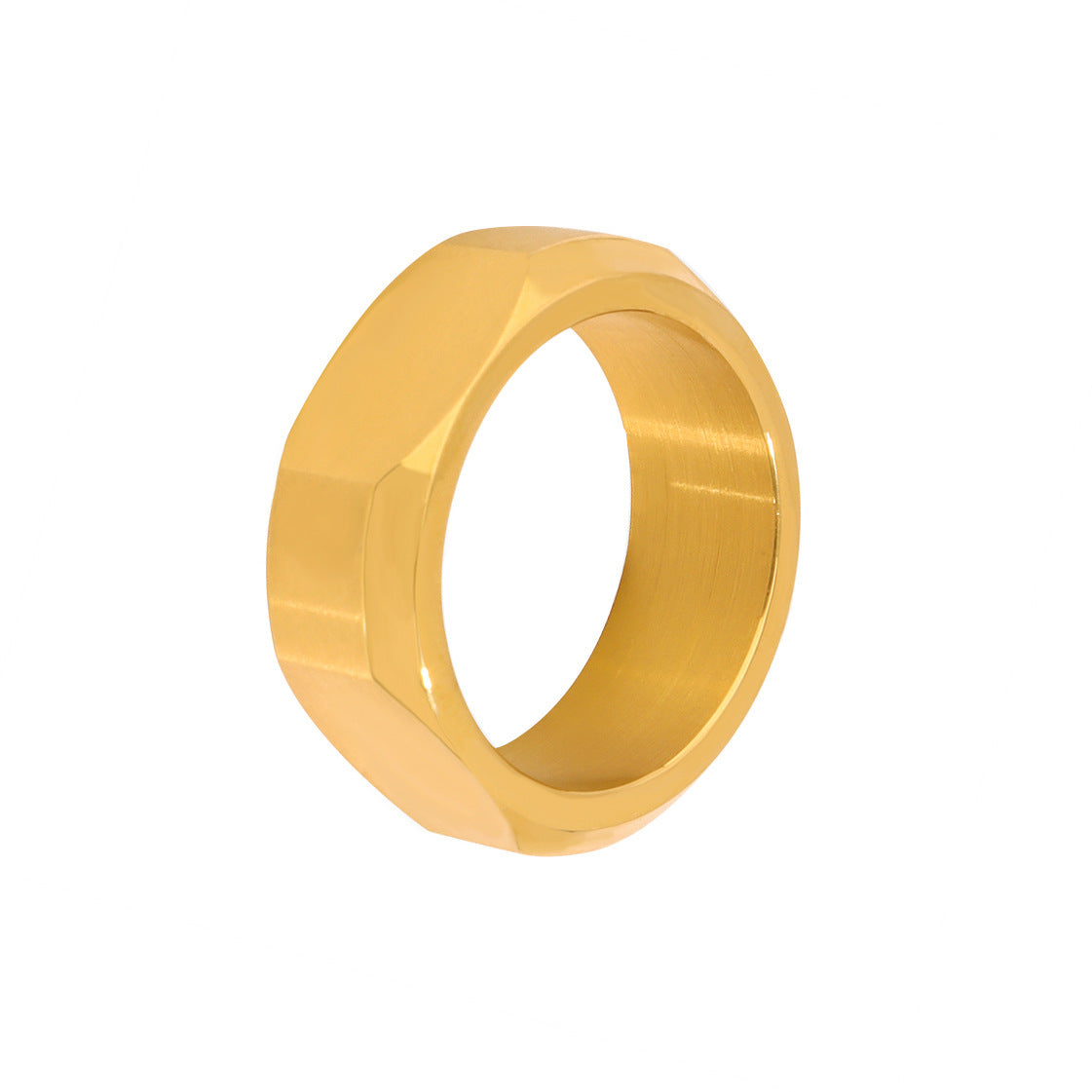 B廠【A026】歐美跨境不鏽鋼鍍18k真金小眾螺帽型設計感環簡約時尚百搭指環
 26.01-1