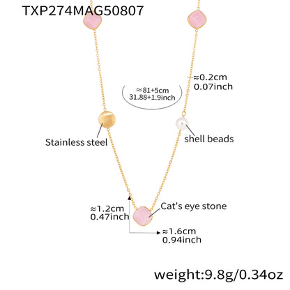 B廠【TXP274】新款七彩轉運珠彩虹糖水晶項鍊不鏽鋼鏈條ins小眾設計首飾 25.08-3