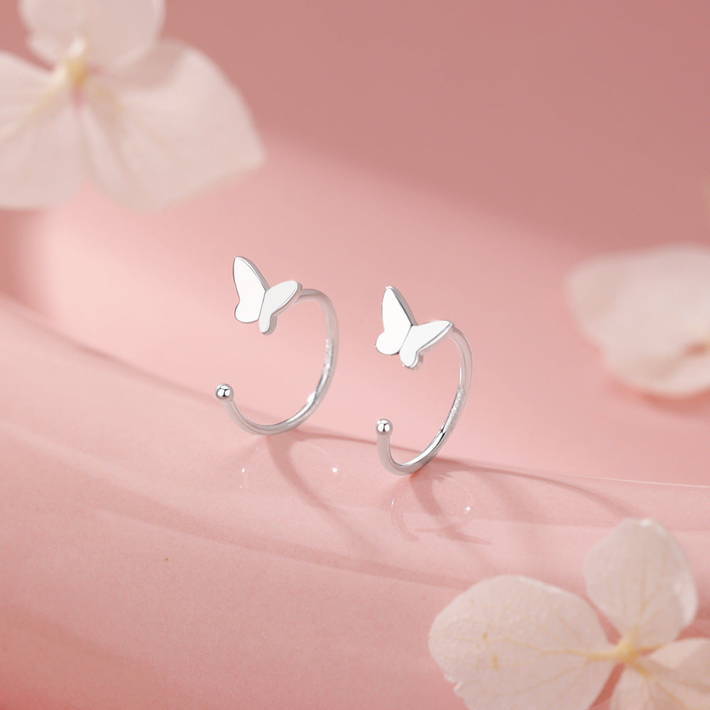 D廠【YC2874E】足銀S999蝴蝶耳環個性百搭清新森系簡約可愛溫柔氣質小巧耳飾
 26.01-2