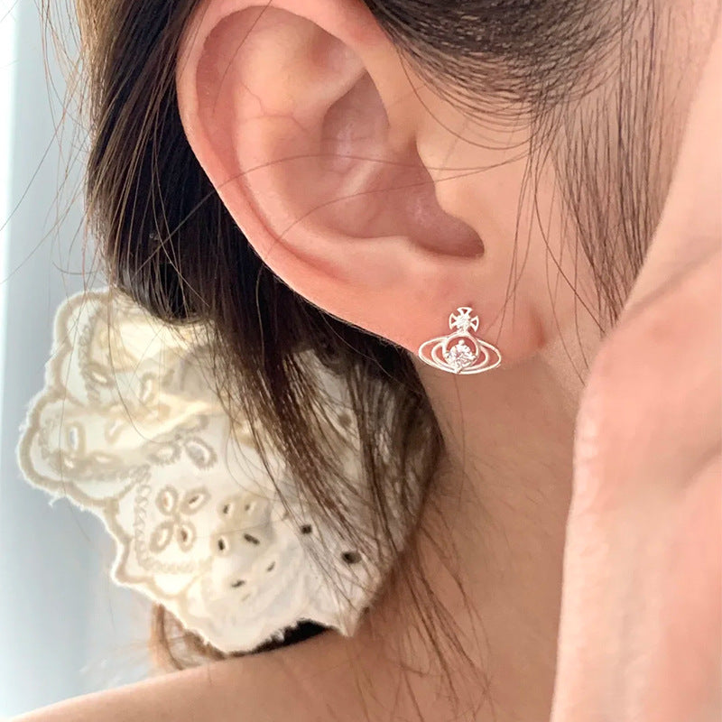 F廠【XDQ11177E】S999純銀簡約氣質土星耳環女ins高級感星球設計氣質耳飾百搭
 25.11-2