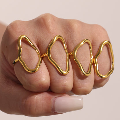 B廠【A784】不鏽鋼幾何開口可調戒指ins小眾設計感百搭戒指18k鍍真金 25.07-2