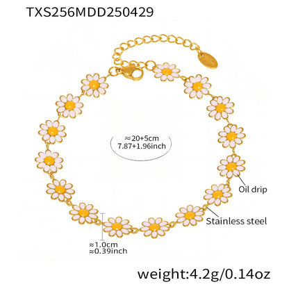 B廠【TXP256】新款不鏽鋼小雛菊花朵項鍊手鍊腳鍊首飾組個性氣質飾品女 25.05-2