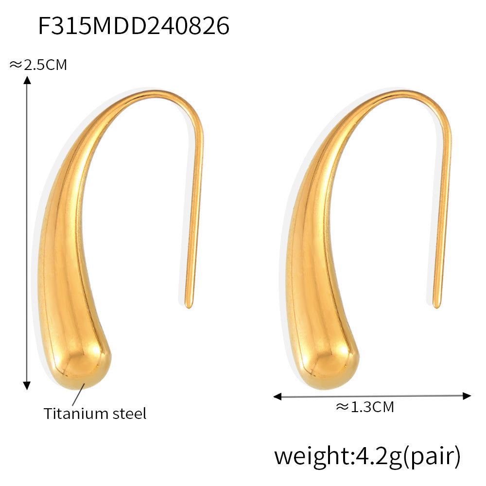 B廠【F315】marka法式小巧精緻水滴形耳環女鈦鋼鍍18k真金簡約耳環彎鉤飾品女 24.08-5