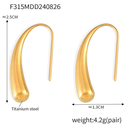 B廠【F315】marka法式小巧精緻水滴形耳環女鈦鋼鍍18k真金簡約耳環彎鉤飾品女 24.08-5