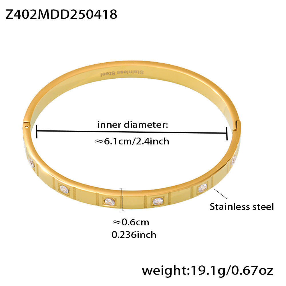 B廠【Z402】不鏽鋼5A鋯石鑲嵌滿鑽卡扣手鐲ins小眾設計高質手環鍍18k金 25.04-4