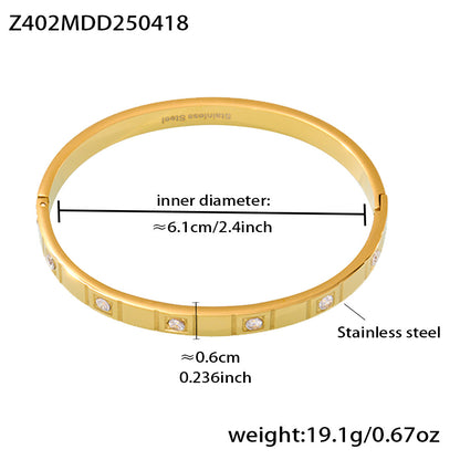 B廠【Z402】不鏽鋼5A鋯石鑲嵌滿鑽卡扣手鐲ins小眾設計高質手環鍍18k金 25.04-4