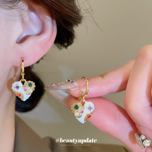 A廠【WE4975】18K真金電鍍歐美珍珠愛心吊墜耳環法式宮廷風耳環輕奢高級感耳飾
 25.10-4