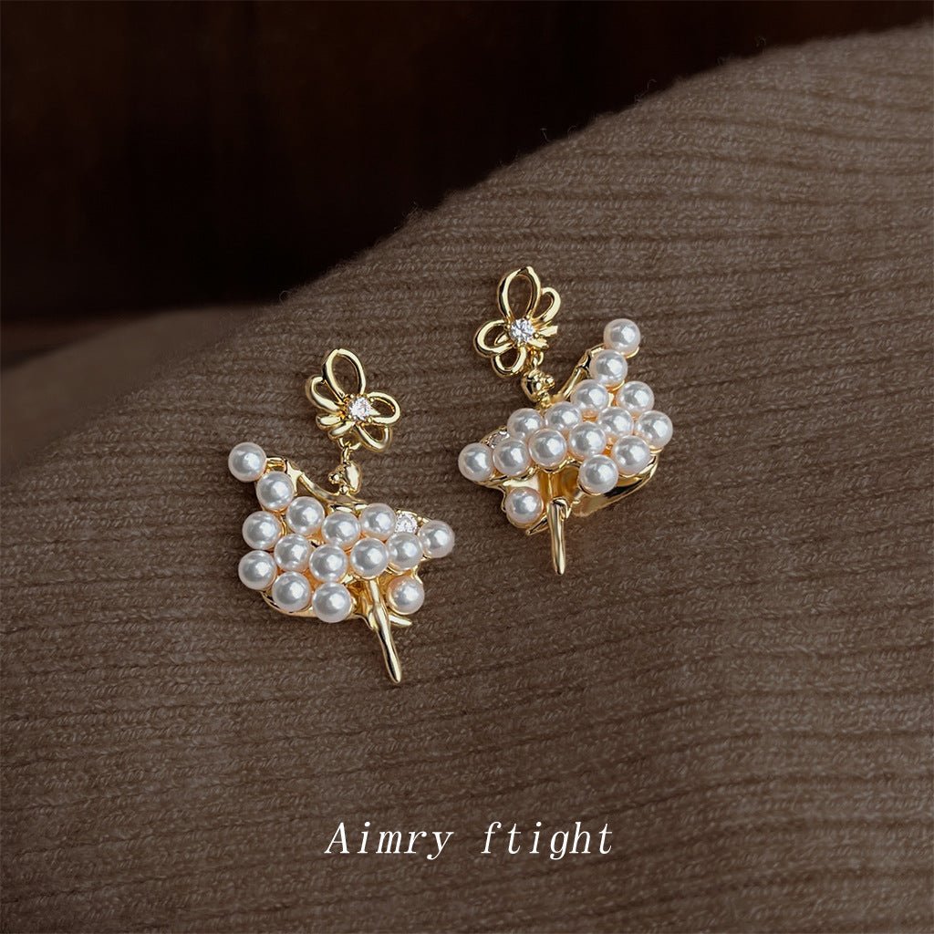 A廠【6848】芭蕾女孩~原創設計優雅氣質唯美小眾新款清新甜美小香風耳飾耳環
 25.10-3