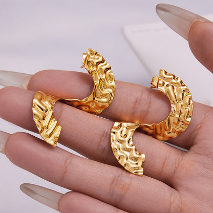 B廠【F774】跨國時尚個性不鏽鋼S型不規則耳環幾何小眾冷淡風氣質耳飾
 25.11-1