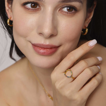 B廠【A971】鴿子蛋水滴超閃CNC鑲鋯石戒指側開口可調不鏽鋼保色尾戒 25.01-4