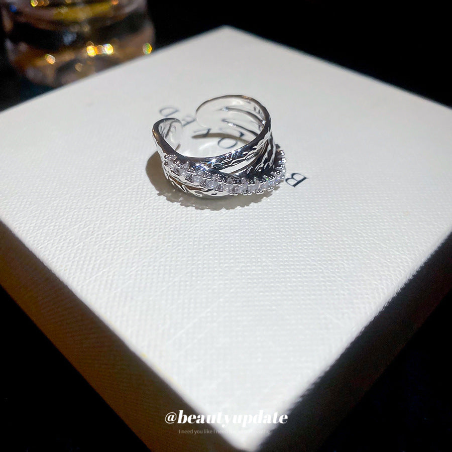 A廠【HR2784】歐美跨境鋯石三層交叉開口戒指時尚百搭氣質食指戒輕奢高級感指環
 25.10-4