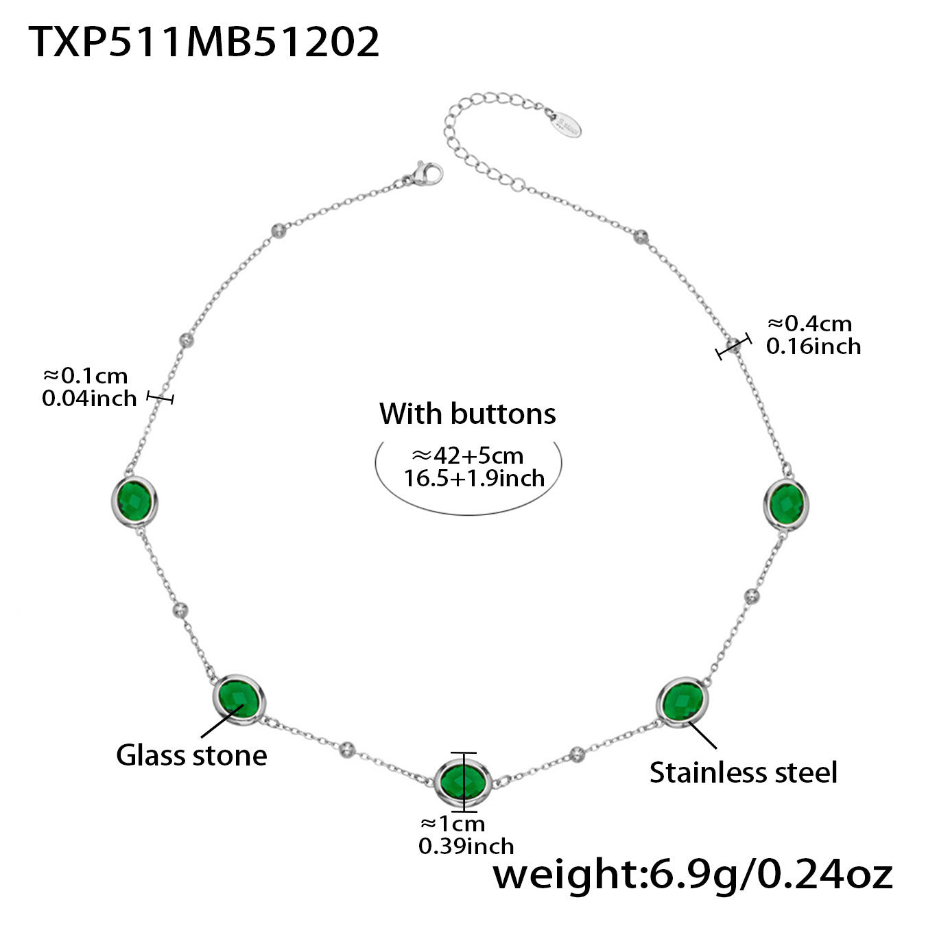 B廠【TXP511】不鏽鋼幾何橢圓切面玻璃石包邊項鍊手鍊耳環組鍍18k金跨國首飾
 25.12-2