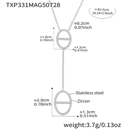 B廠【TXP331】新款不鏽鋼5A鋯石雙人天滿鑽流蘇項鍊耳環組ins開口戒指 25.08-1