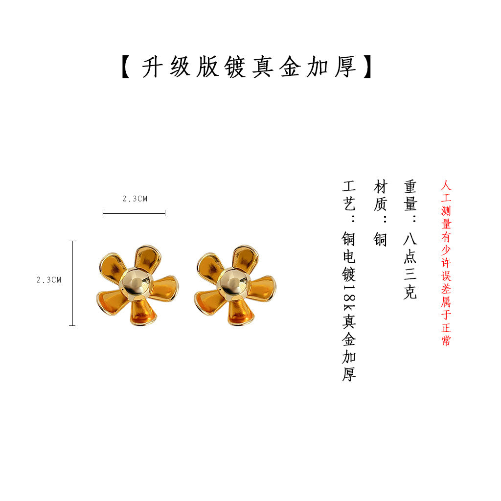 C廠【3709-10】升級版鍍真金加厚高級感時尚輕奢質感高品花朵耳飾 24.03-2