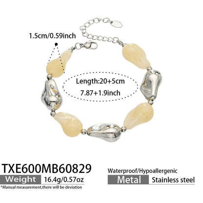 B廠【TXP600】跨境飾品不規則樹脂不銹鋼手鍊小眾撞色ins風輕奢女手鍊項鍊套裝
 26.09-1