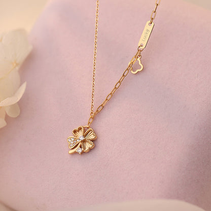 D廠【YC0193N】S925純銀四葉草項鍊輕奢風甜美氣質文藝小眾百搭鎖骨鏈 25.01-2