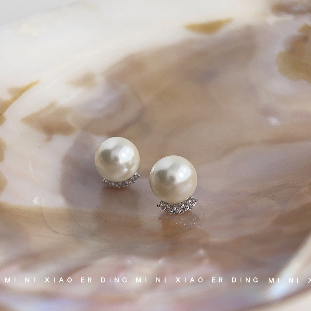 C廠【3916】爆款質感珍珠耳環通勤百搭高級感微鑲鋯石玻璃珍珠圓形簡約耳飾品
 25.10-4