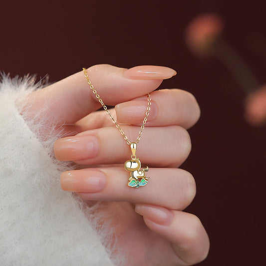 D廠【YC2713N】原創足銀S999祥雲小馬手鍊項鍊耳環女新中式平步青雲小眾首飾
 25.12-4