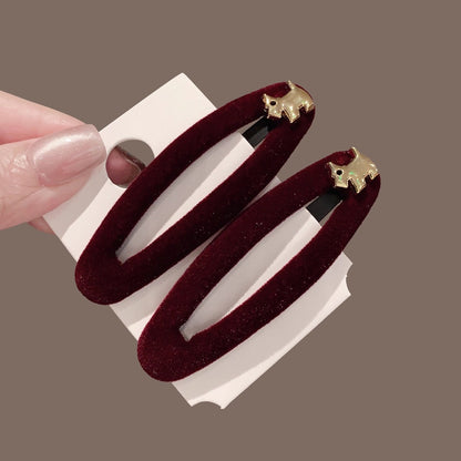 C廠【Y987】新款精緻小巧氛圍感髮夾絲絨金標小狗側邊小夾子bb夾復古髮飾女
 25.12-4「C廠-單筆結帳需滿，NT$500出貨(不含運費)」