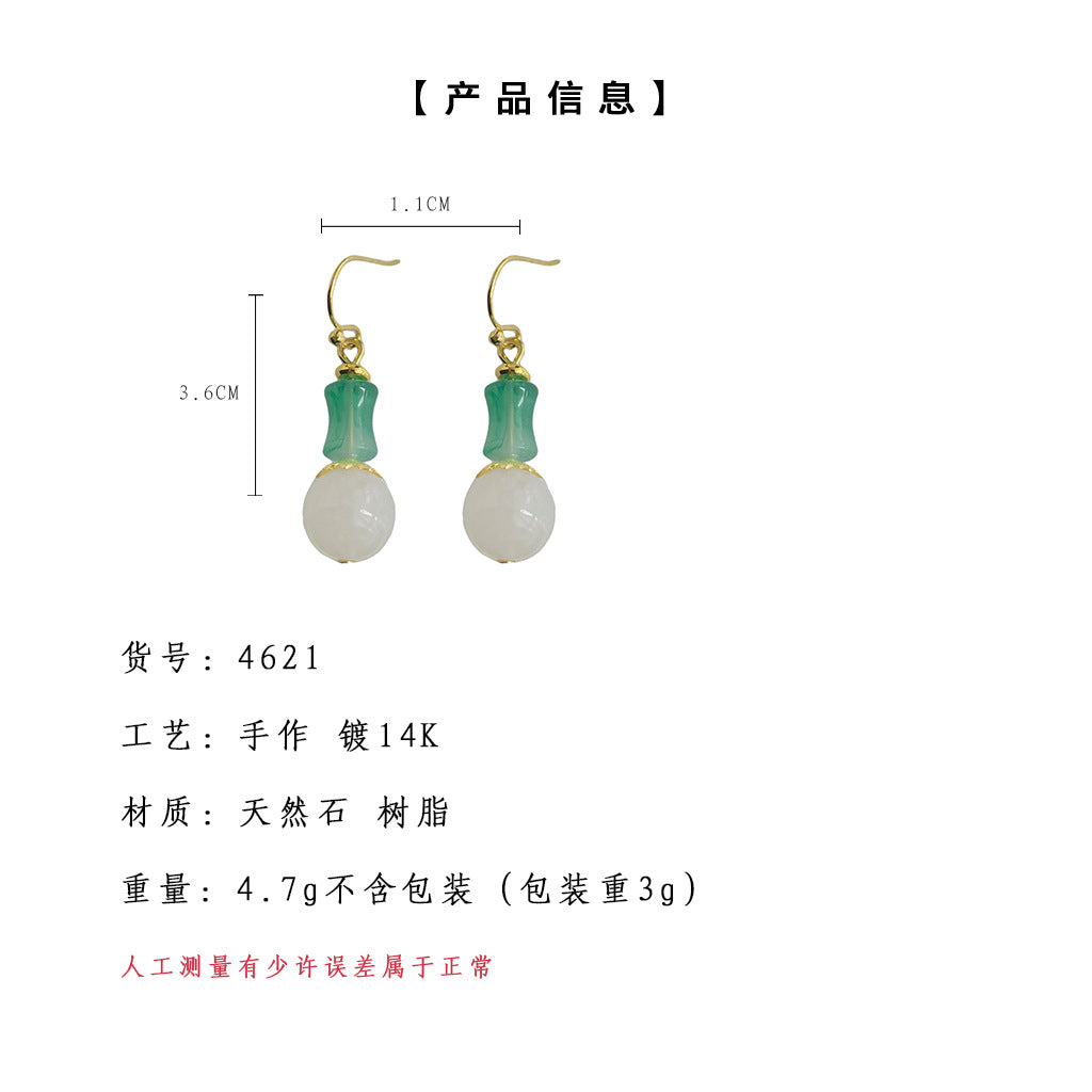 C廠【4621】新中式個性手工藝設計感竹節2024夏日新款耳環幾何耳環飾品 24.08-1