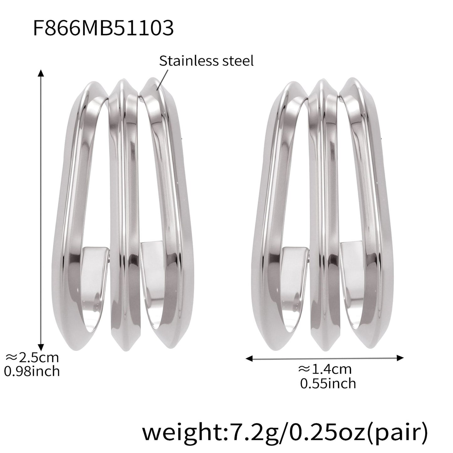 B廠【F753】ins風小眾設計三層愛心耳環不鏽鋼18k鍍金耳環不掉色耳飾
 25.11-1