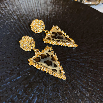 A廠【HE22902】中古風褶皺幾何豹紋耳環小眾耳飾復古個性輕奢高級感耳墜耳環 24.10-2