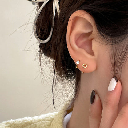 E廠【XDQ10123E】S999純銀韓版簡約愛心耳鉤女小眾設計心型鏤空耳環精緻耳飾潮
 26.03-2