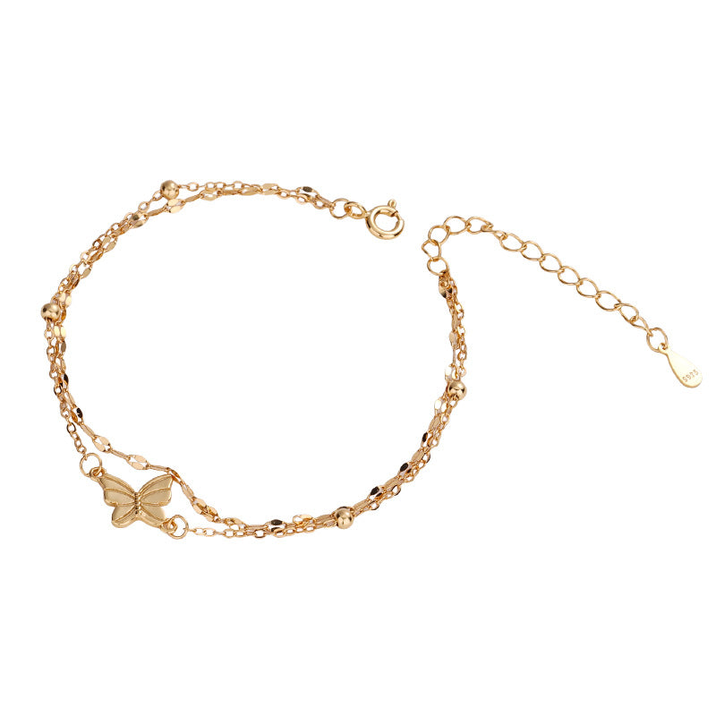 F廠【DQ0298S】S925純銀精緻雙層蝴蝶手鍊女輕奢高級感小清新手飾品
 25.09-1